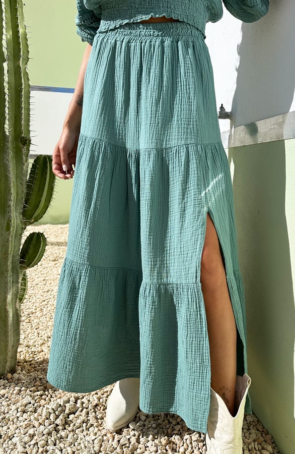 Ruffle Maxi Rok Suzy Mint – shoparchief