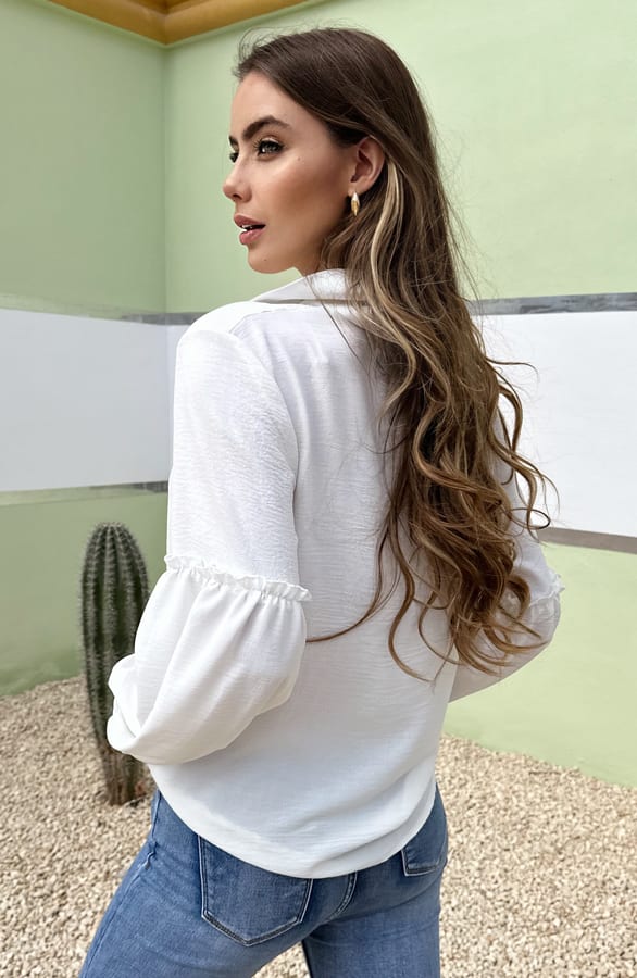 Ruffle Mouwen Blouse Dee Ecru – shoparchief — foto 3
