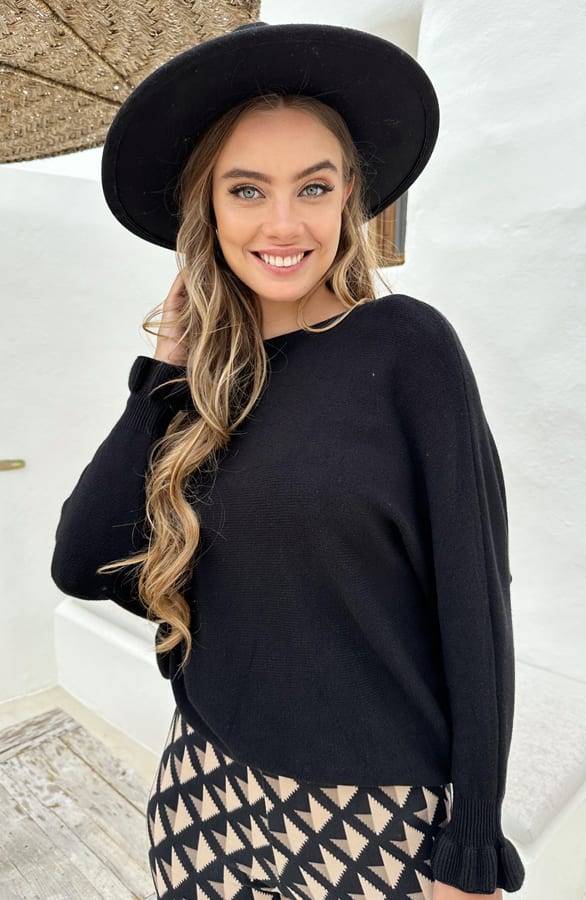 Ruffle Mouwen Soft Trui Chloé Zwart – shoparchief — foto 2