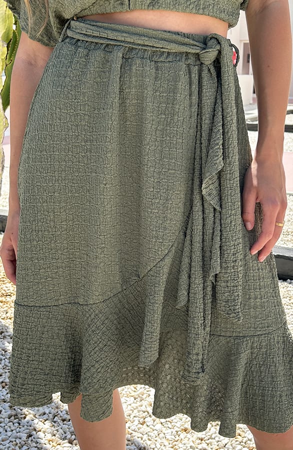 Ruffle Rok Smocked Ciara Army – shoparchief — foto 4