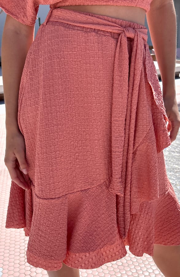 Ruffle Rok Smocked Ciara Koraal – shoparchief