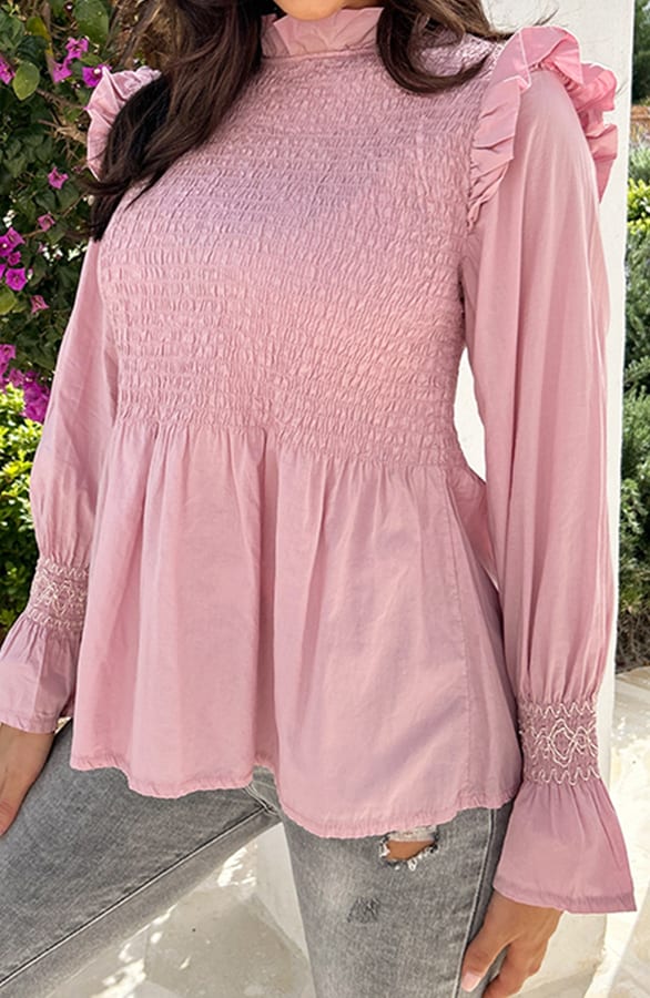 Smocked Ruffle Blouse Naomi Roze – shoparchief — foto 2