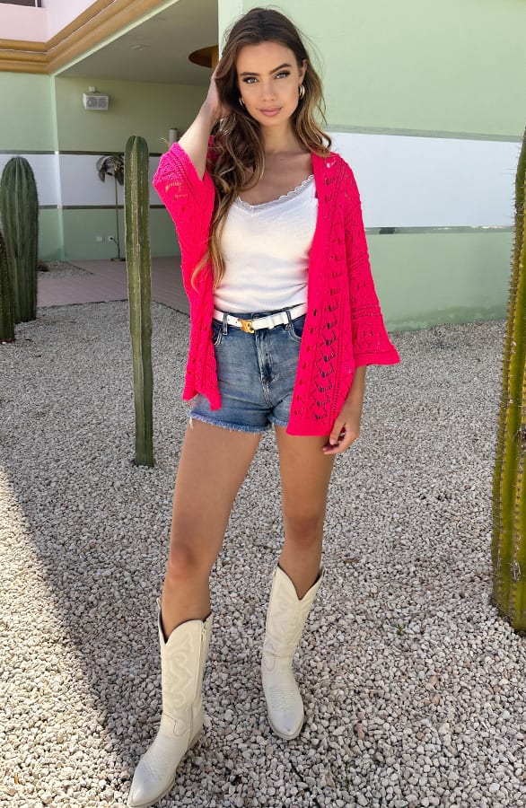 Soft Ibiza Cardigan Beau Neon Fuchsia – shoparchief — foto 4