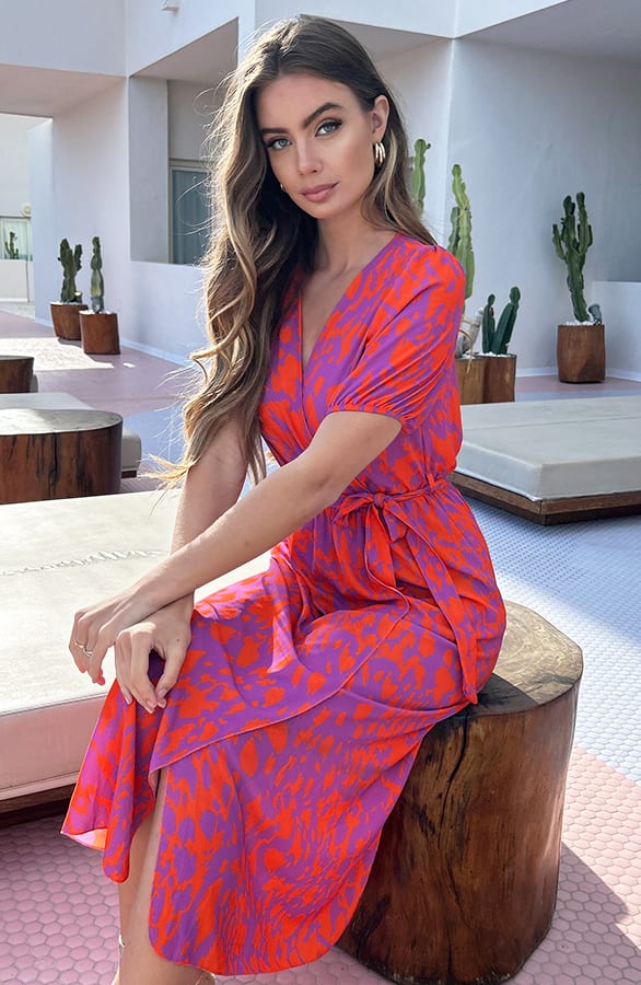 Split Jurk Lilian Lila Oranje – shoparchief — foto 3