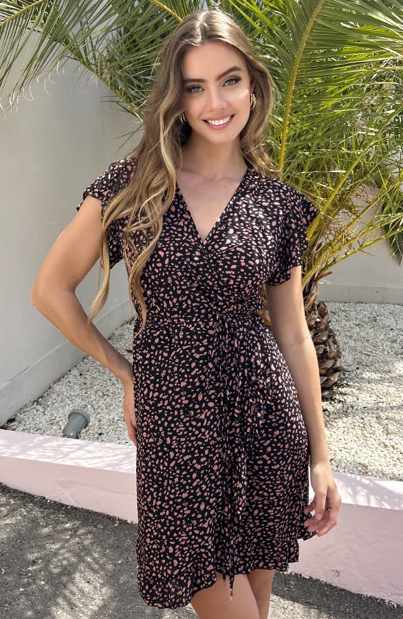 Strik Jurk Cheetahprint Jade Zwart Koraal – shoparchief