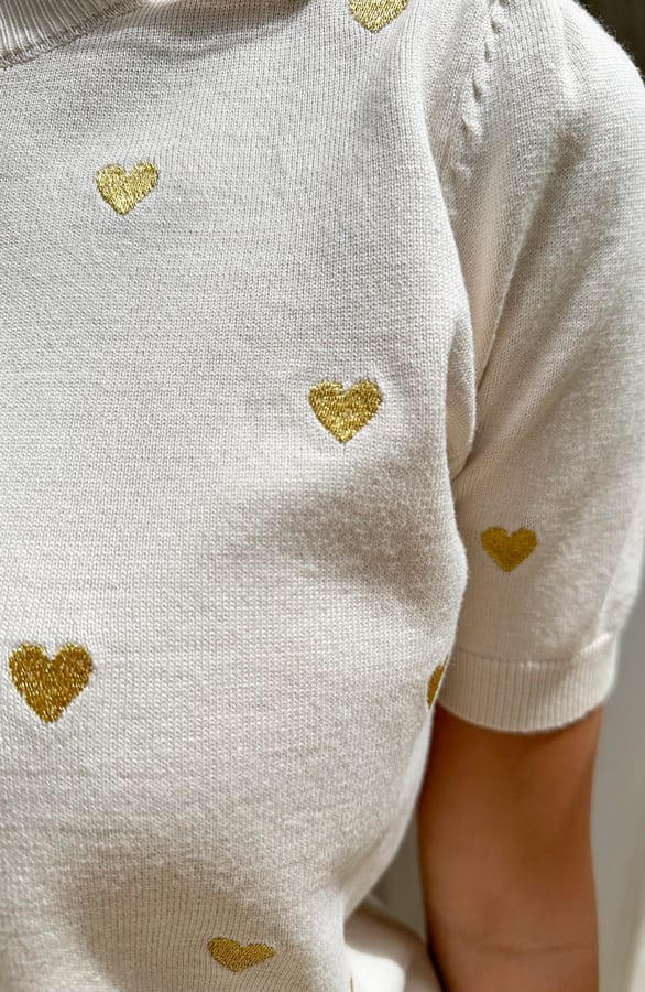 Knitted Hartjes Top Beige Goud – shirts & tops — foto 7
