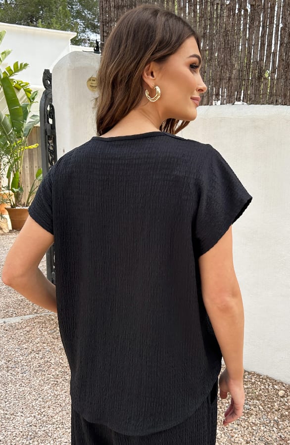 Trendy V-Hals Top Jaydi Zwart – shoparchief — foto 2