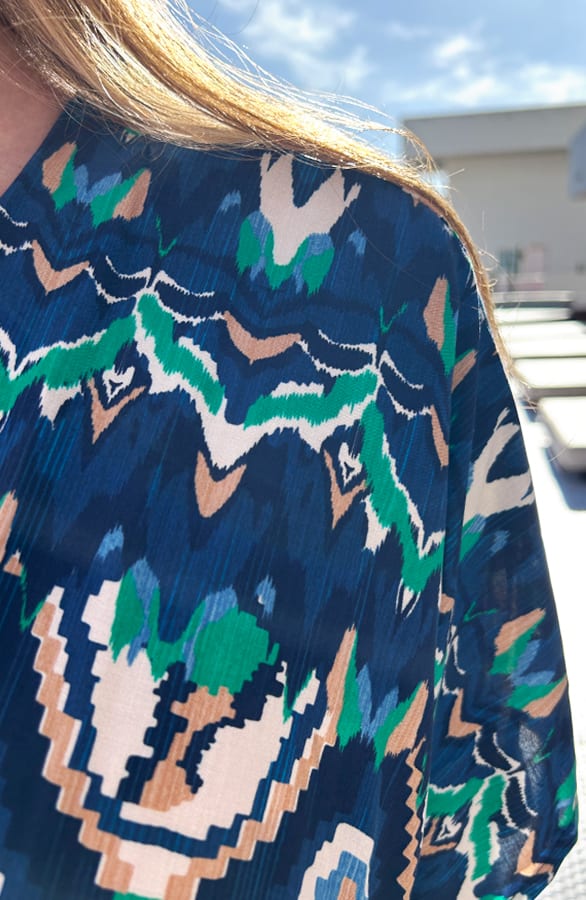 V-Hals Maxi Print Jurk Anouk Blauw – alle jurkjes — foto 4