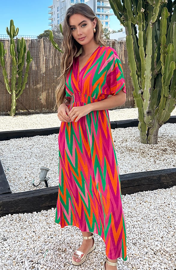 V-Hals Maxi Print Jurk Anouk Zigzag – alle jurkjes — foto 5