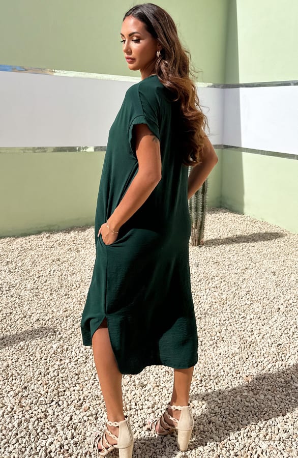 V-hals Midi Jurk Lilly Smaragd – shoparchief — foto 2