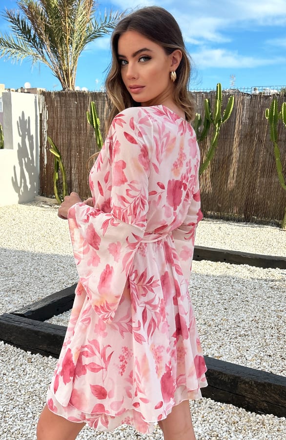 Wijde Mouw Jurk Ella Dust Roze – shoparchief — foto 2