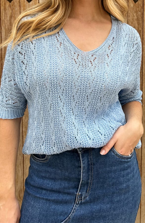 Lurex Gehaakte Trui Amanda Light Blue – shoparchief