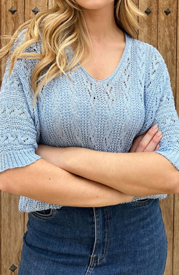 Lurex Gehaakte Trui Amanda Light Blue – shoparchief — foto 3