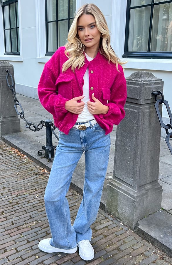 Luxury Bomber Jacket Isadora Fuchsia – shoparchief — foto 4