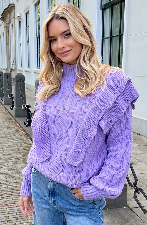 Ruffle Kabel Trui Nyka Lila – shoparchief