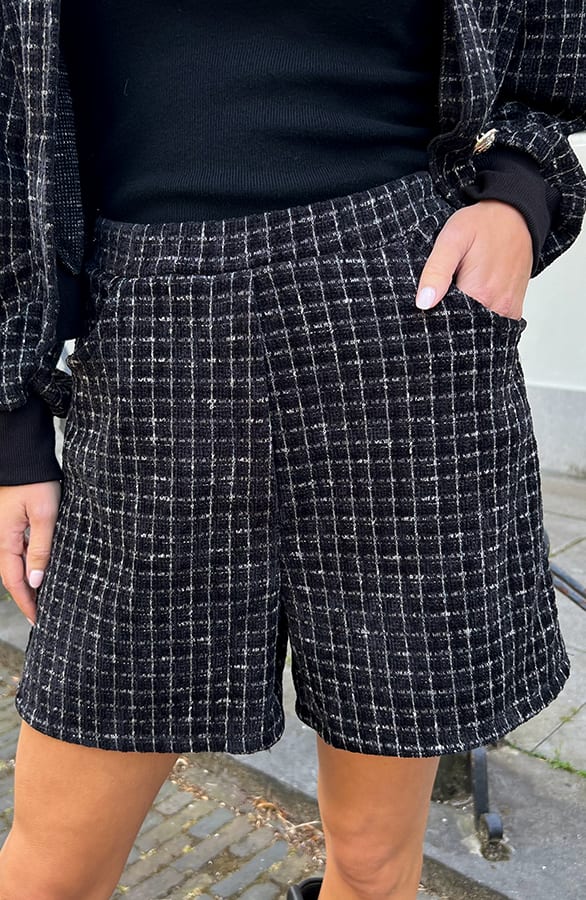 Tweed Short Geruit Skylar Zwart – shoparchief — foto 9
