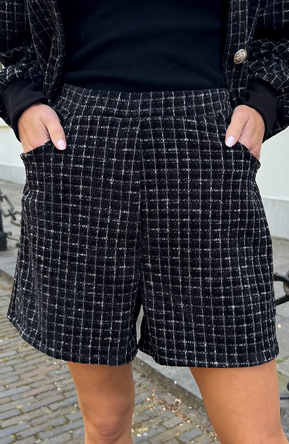 Tweed Short Geruit Skylar Zwart – shoparchief — foto 2