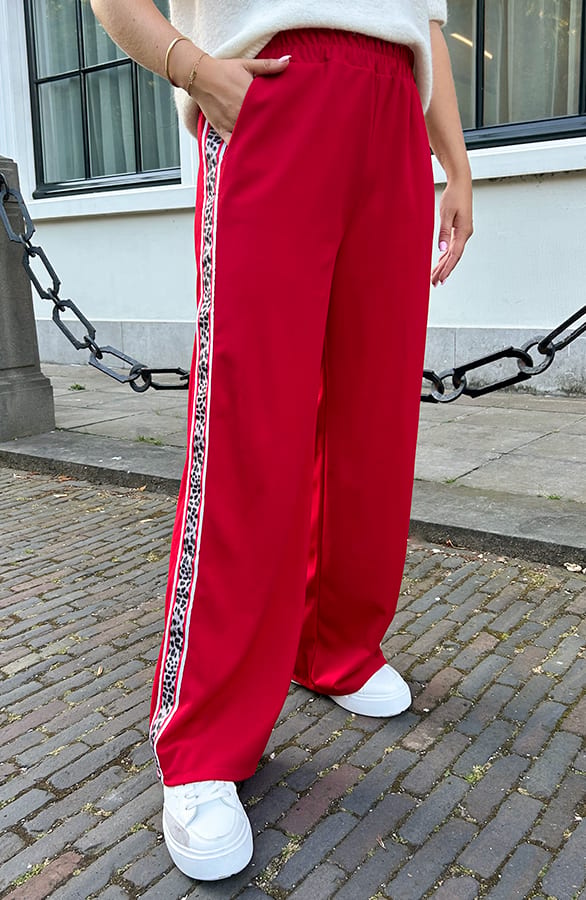 Bies Broek Straight Leg Lucy Rood Leopard – shoparchief