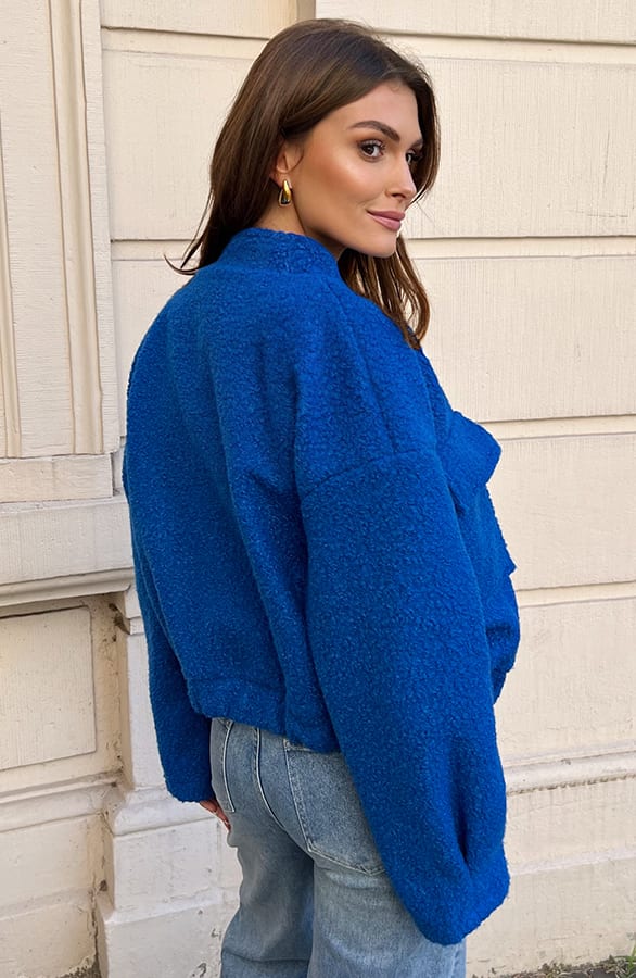 Bomber Jasje Bouclé Celine Kobalt – vesten — foto 3