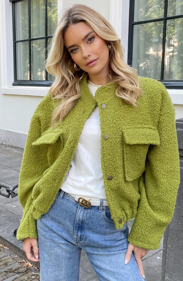 Bomber Jasje Bouclé Celine Matcha – shoparchief