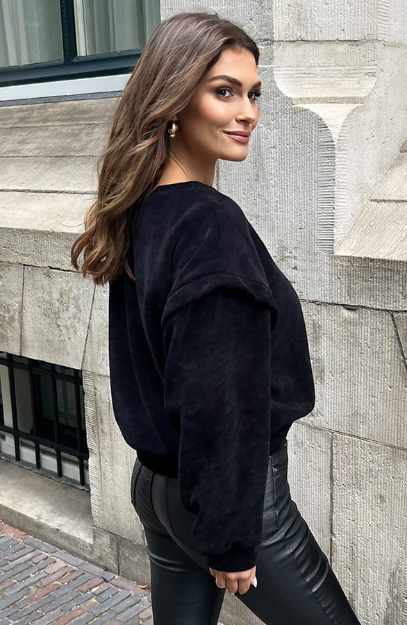 Corduroy Sweater Florien Zwart – shoparchief — foto 9