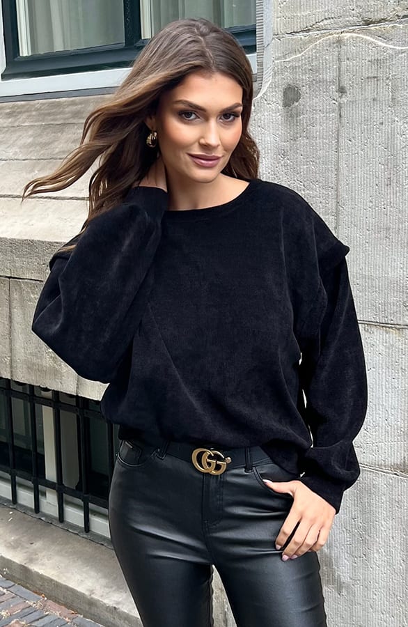 Corduroy Sweater Florien Zwart – shoparchief — foto 11