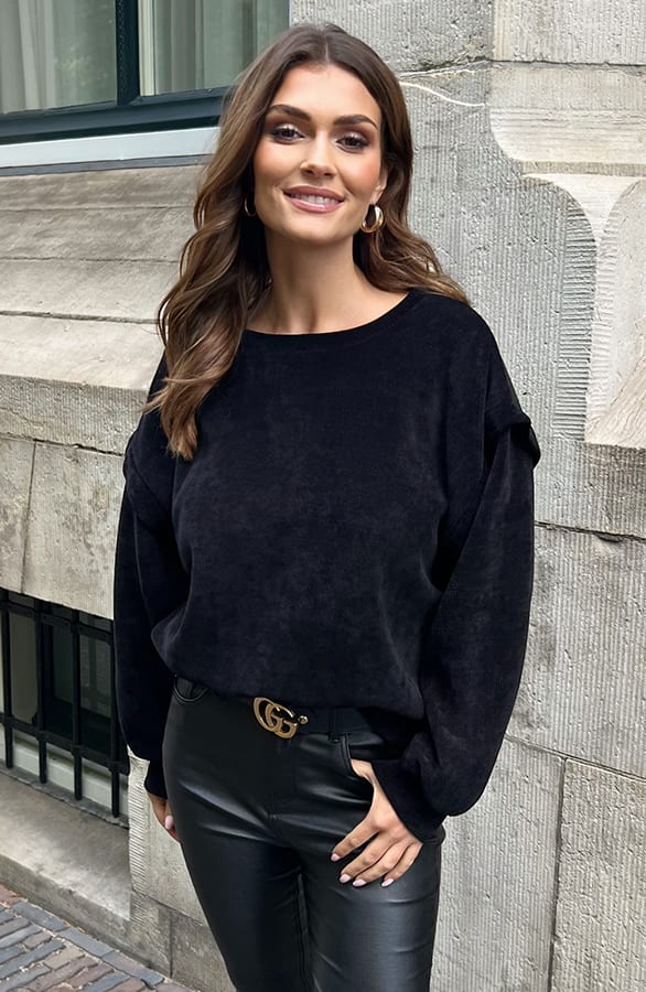 Corduroy Sweater Florien Zwart – shoparchief — foto 10