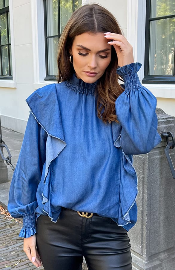 Denim Col Blouse Bodil Blauw – kleding — foto 2