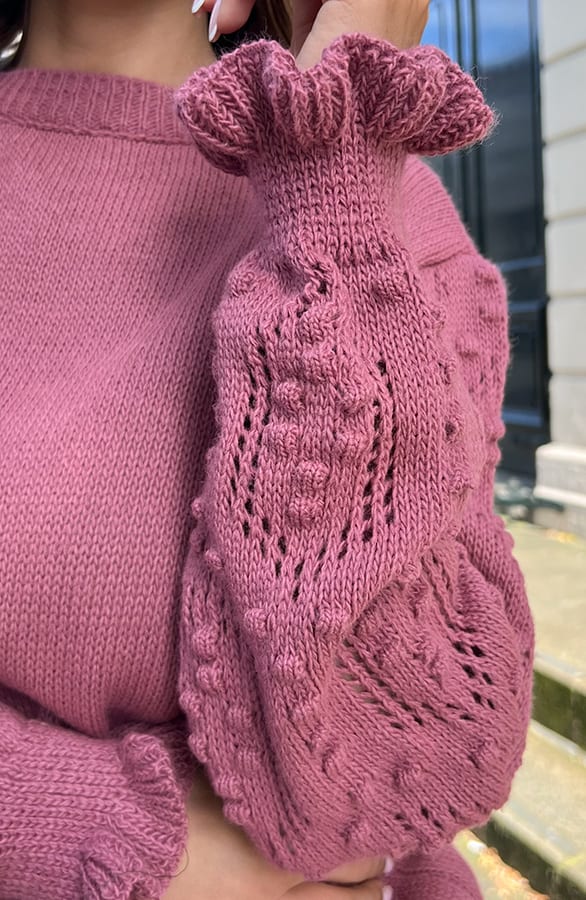 Detailed Sleeve Sweater Sari Dust Roze – shoparchief — foto 6