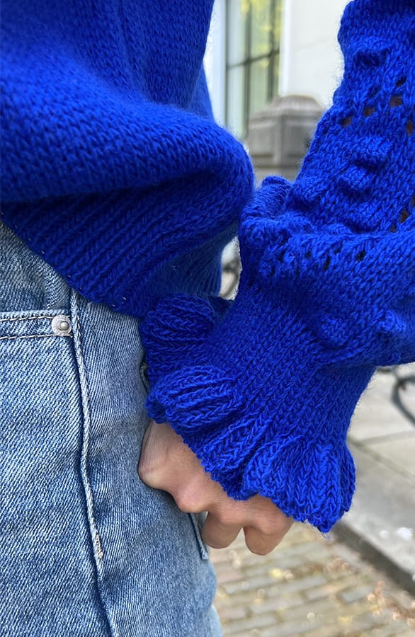 Detailed Sleeve Sweater Sari Kobalt – shoparchief — foto 8