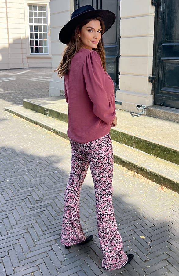 Detailed V-hals Blouse Rosie Dust Roze – shoparchief — foto 4