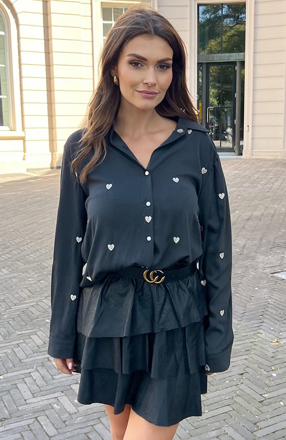 Embroidery Hartjes Blouse Abigail Zwart – shoparchief