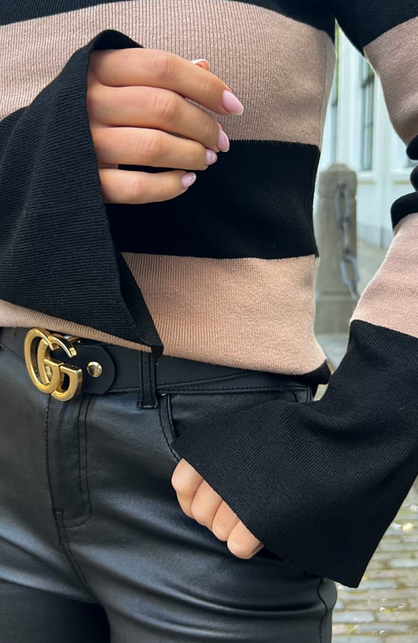 Flared Mouwen Gestreepte Top Blaire Camel – shoparchief — foto 6