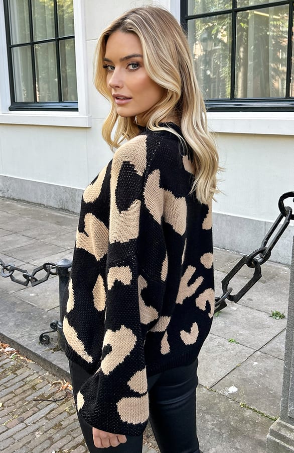 Gebreide Leopard Trui Sadé Camel – shoparchief — foto 2