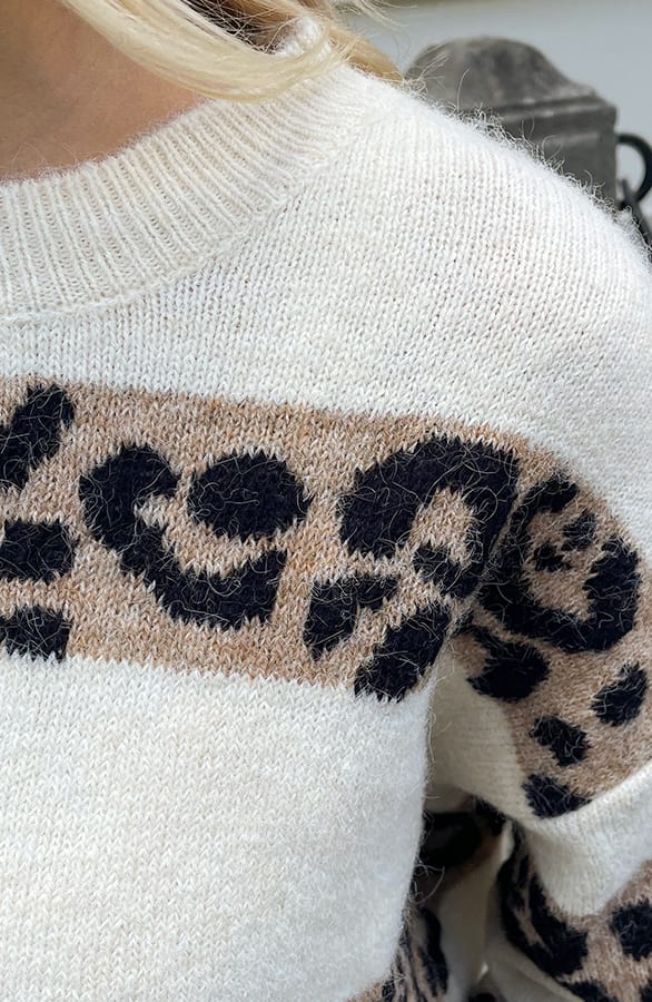 Gestreepte Leopard Trui Quinty Ecru – shoparchief — foto 9