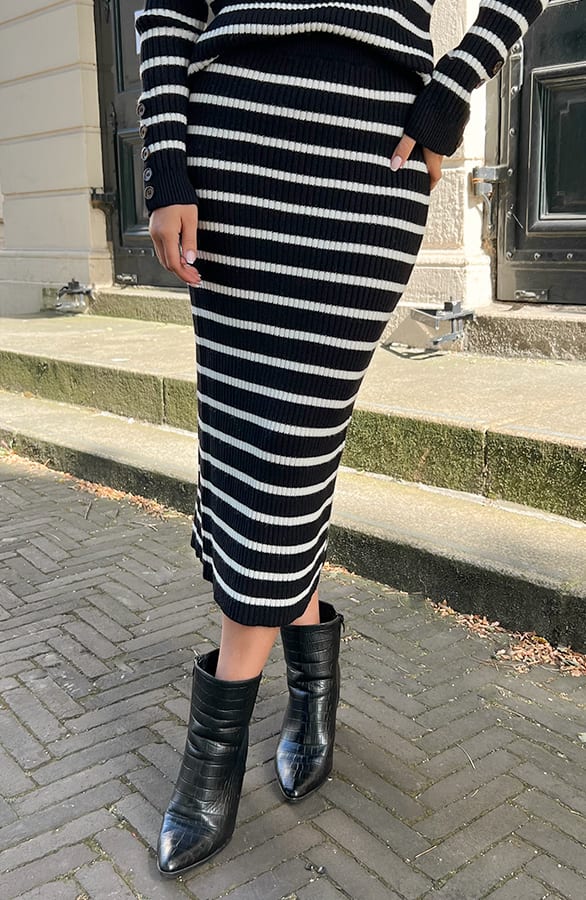 Gestreepte Rok Jamie-May Zwart – shoparchief