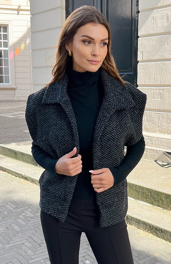 Gewoven Gilet Samara Dark Grey Melange – shoparchief — foto 3