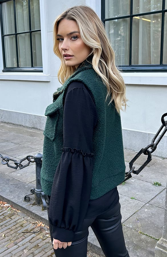 Knopen Boucle Gilet Marieke Smaragd – shoparchief — foto 2
