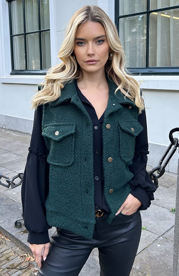 Knopen Boucle Gilet Marieke Smaragd – shoparchief