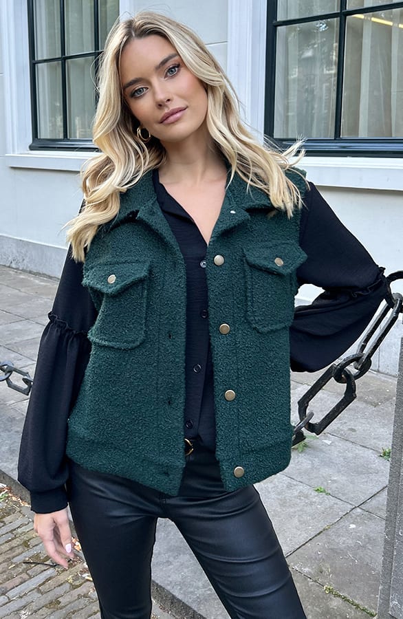 Knopen Boucle Gilet Marieke Smaragd – shoparchief — foto 4