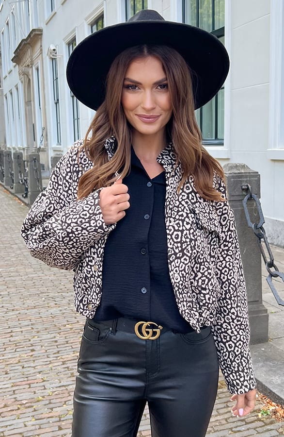 Leopard Bomber Flore Zwart – jassen — foto 5