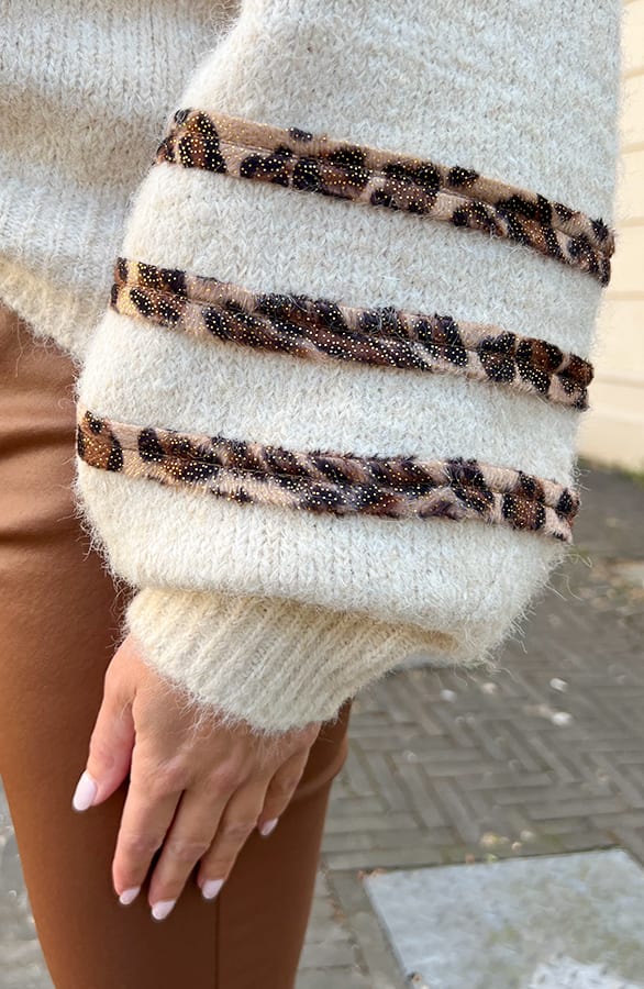 Leopard Detail Sweater Roxie Ecru – shoparchief — foto 5