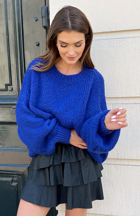 Oversized Knitted Trui Carli Kobalt – shoparchief — foto 4