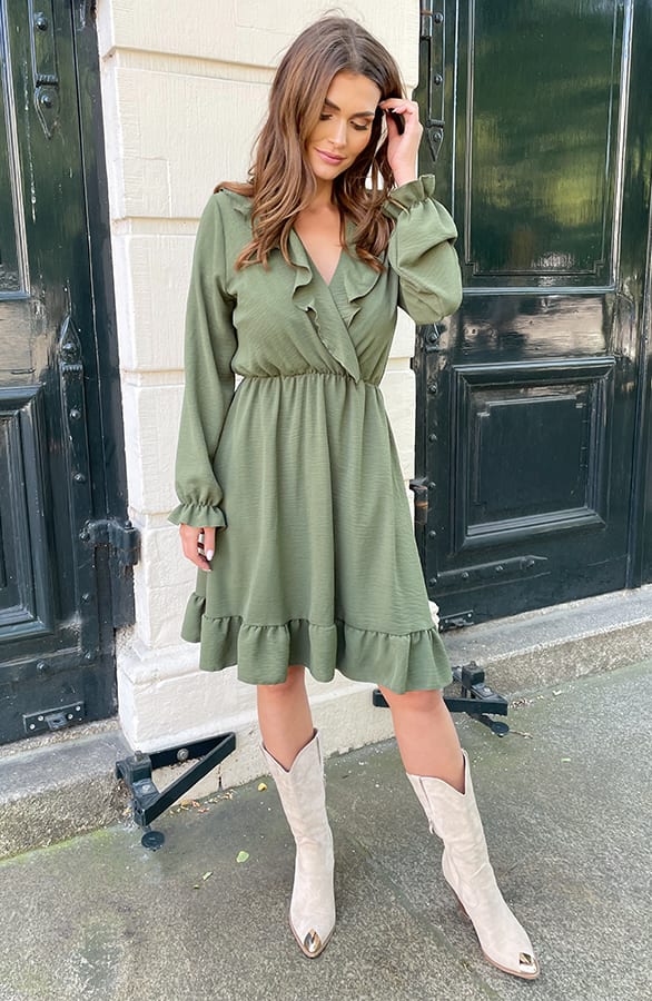 Ruches Jurk Roselynn Army – shoparchief — foto 4