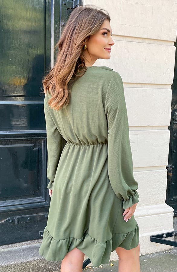 Ruches Jurk Roselynn Army – shoparchief — foto 2