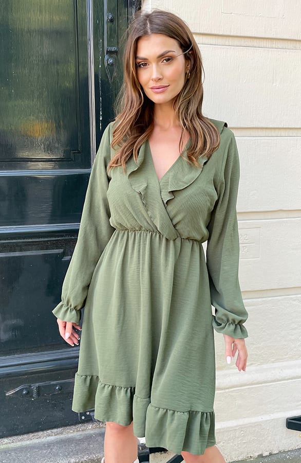 Ruches Jurk Roselynn Army – shoparchief — foto 3