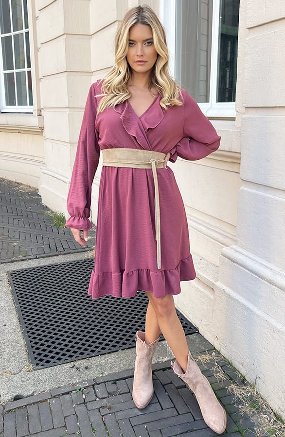 Ruches Jurk Roselynn Dust Roze – shoparchief — foto 4