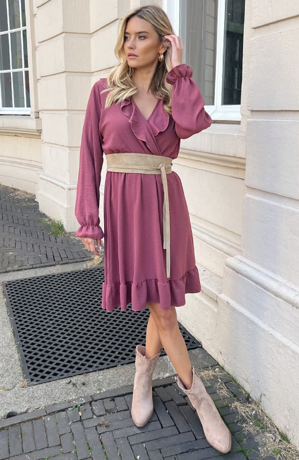 Ruches Jurk Roselynn Dust Roze – shoparchief — foto 6