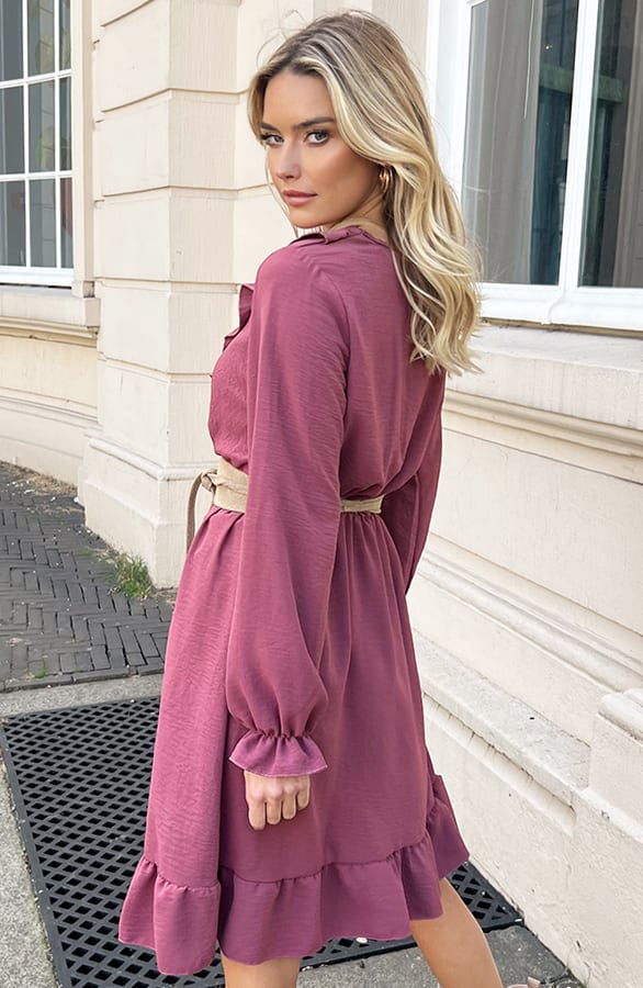 Ruches Jurk Roselynn Dust Roze – shoparchief — foto 2
