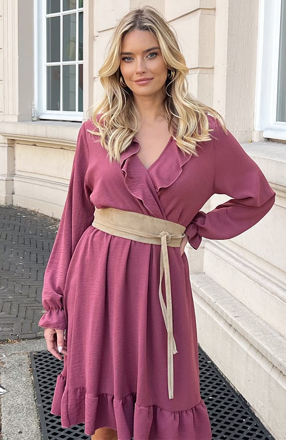 Ruches Jurk Roselynn Dust Roze – shoparchief — foto 3